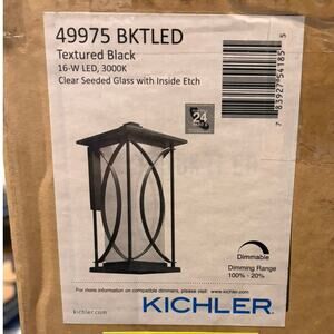 Kichler 49975 BKTLED Outdoor Wall Light 16W LED 3000K Textured Black New
